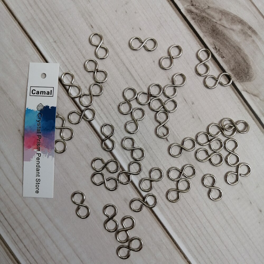 Kamel 100 stk 13 x 6mm uendeligt symbol krom  s 8 lås metalstik krog krystal vedhæng lysekrone del smykker finde