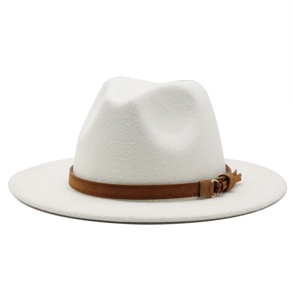 Sombrero Fedora de fieltro de lana para mujer, sombrero con estampado de leopardo, ala ancha, Panamá, informal, Formal, de invierno, tendencia de: White