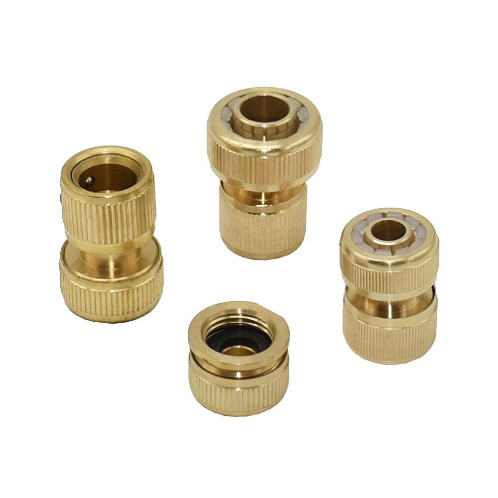 1/2&quot; 5/8&quot; 3/4&quot; Garden Quick Connector Brass Copper Thread Joint Irrigation Hose Waterstop Fittings Watering Tube Adaptor 1pc