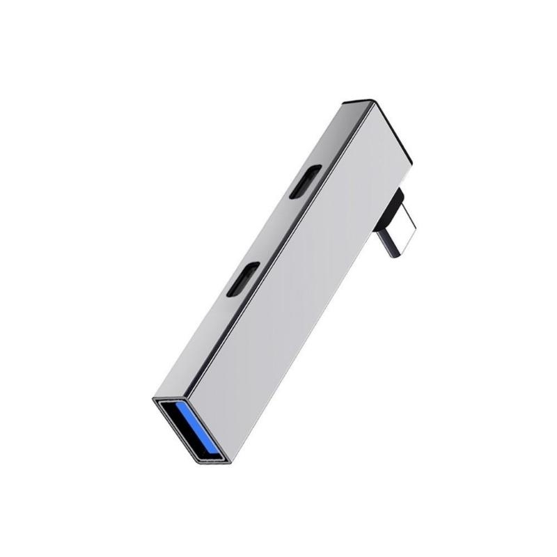 Kompakt usb-c-hub i aluminium usb 3.0 -hub type c til dobbel type c og usb-porthub til allsidig tilkobling av enheter