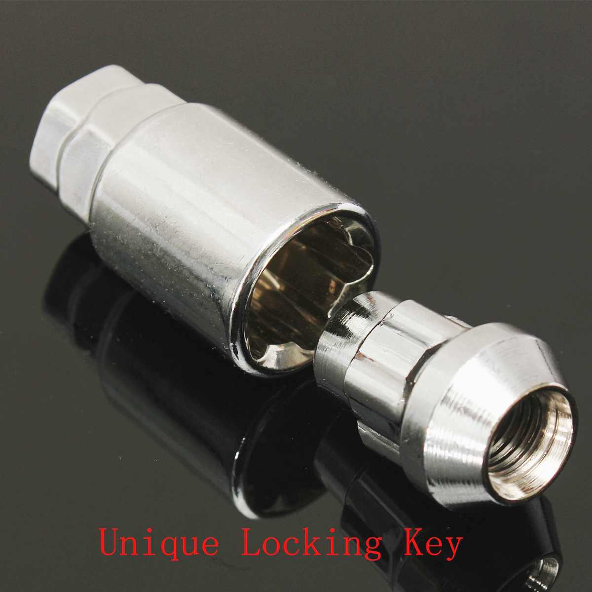 Chrome 4 Locking + 1 Key Wheel Nuts M12x1.5mm 60 Degree Tapered Locking Alloy Wheel Anti-theft Nuts Bolts