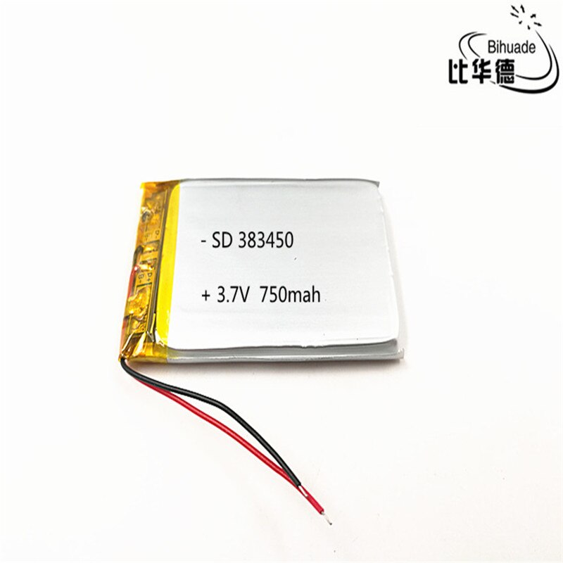 1 stk / parti 383450 3.7v 750 mah lithiumpolymerbatteri med beskyttelseskort til gps