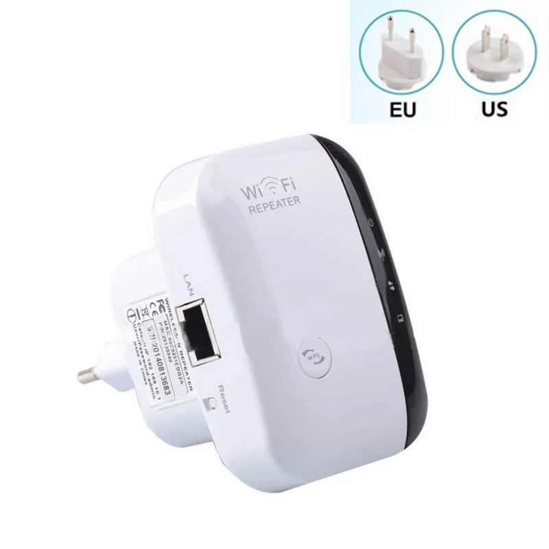 Wifi Repeater Wireless Signal Amplifier Extended Network Enhancer EU US Home Router 300m Through The Wall Bedroom Receive Moving: WHITE / Bundle1