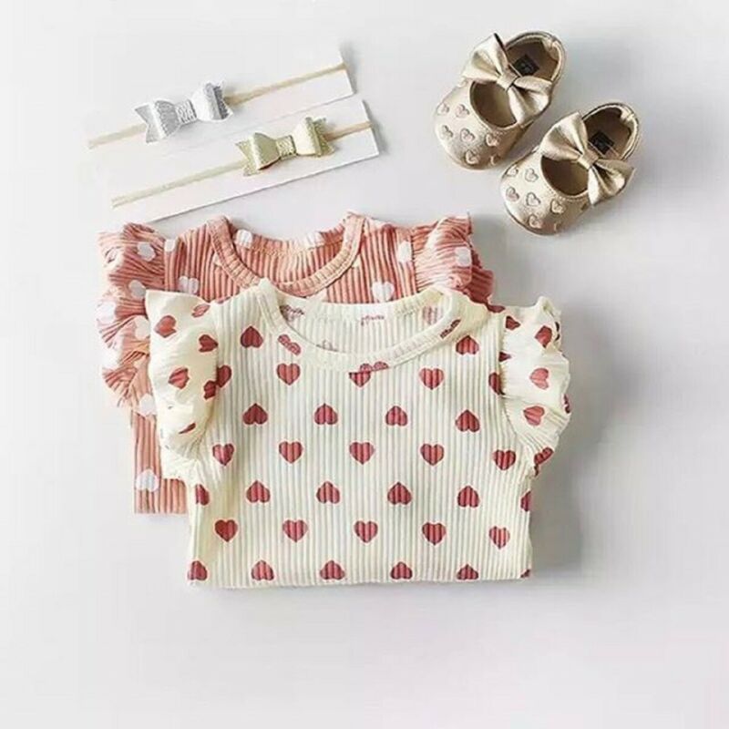 Brand Autumn Spring Infant Boys Girls Unisex Infant Cotton Bodysuit Newborn Kids Baby Striped Knitted Fly Sleeve Clothes Tops