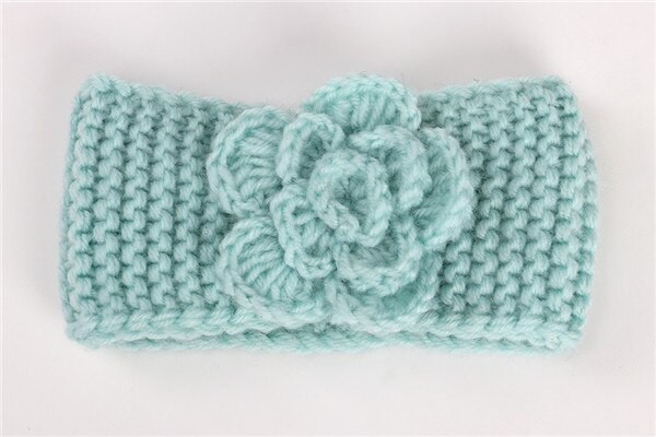Nouvelle doux bébé hiver garder au fleur tricot laine infantile enfants fille bandeau phtographie accessoires bébé cheveux accessoires: Bleu ciel