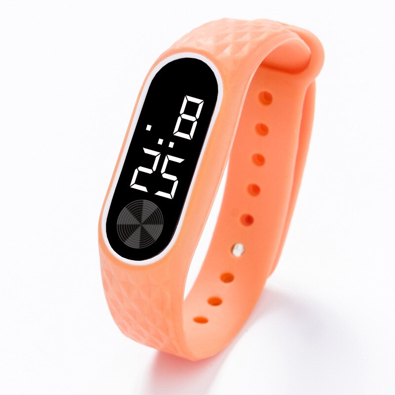 Børn digitalt ur elektronisk armbåndsur led digital ur til børn stilfuldt bånd til drenge piger ur studerende urbånd: Orange hvid