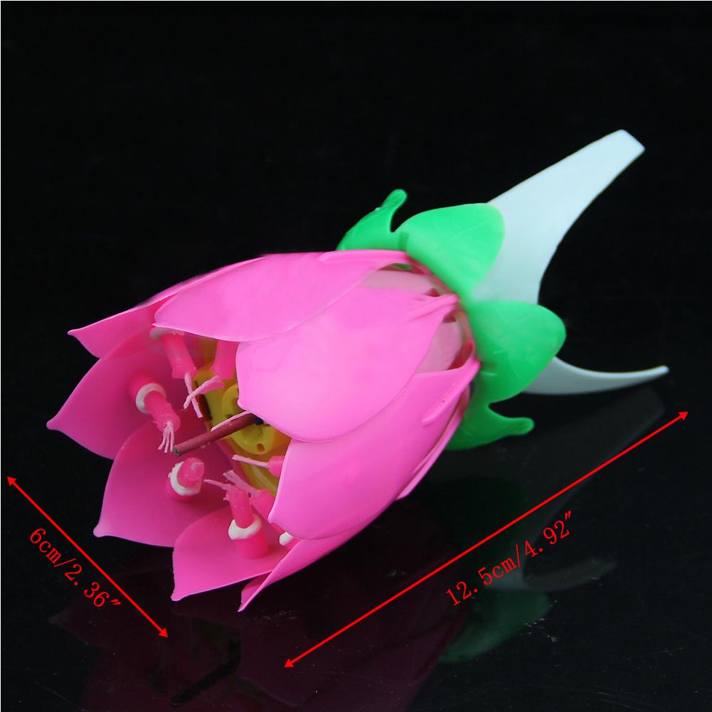 Musical Lotus Flower Happy Birthday Party Candle Lights Cake Decoration