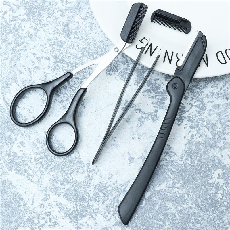 3PCS Eyebrow Trimming Tool Portable Practical Stainless Steel Durable Eyebrow Trimming Set Eyebrow Grooming Kit