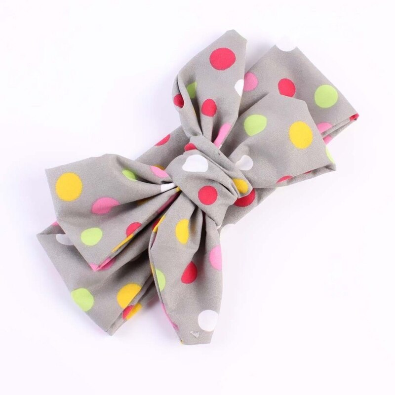 Charm Baby Haar Zubehör Bowknot Dot Drucken Bunte Baumwolle Hairband Stirnband Headwear 7 Stil: Grau