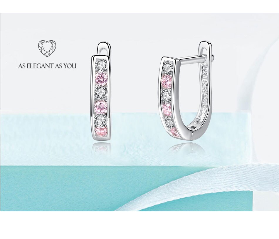 Belawang Pure 925 Sterling Silver Cubic Zirkoon Ronde Hoop Oorbellen Voor Vrouwen & Meisje Roze Oorbellen Sterling Zilveren Sieraden