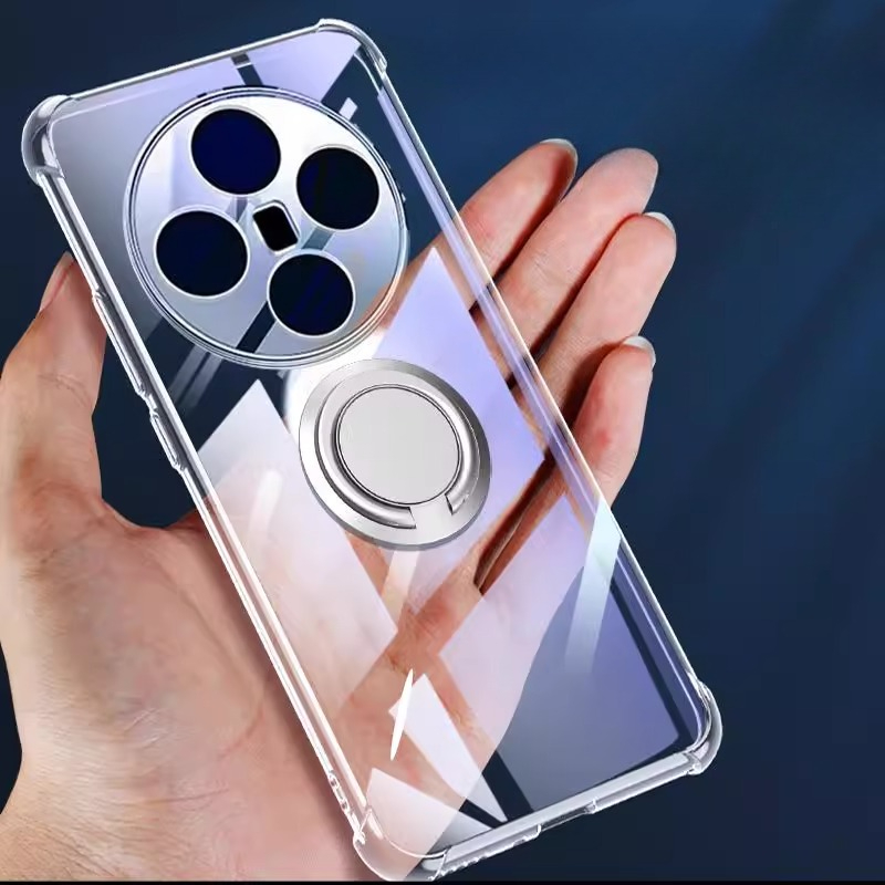 Case Voor Vivo X200 Ultra Magnetische Ring Houder Airbag TPU Cover Voor Vivo X200S X200 Pro Mini Schokbestendig Clear Silicone Back Shell: Kunststof