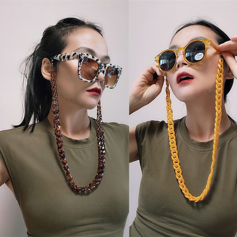 Chaîne de lunettes de soleil de retenue de lunettes de soleil de 20 couleurs, corde de lunettes de lecture en acrylique de 70cm longueurs, sangles de maintien de lanière vintage antidérapantes