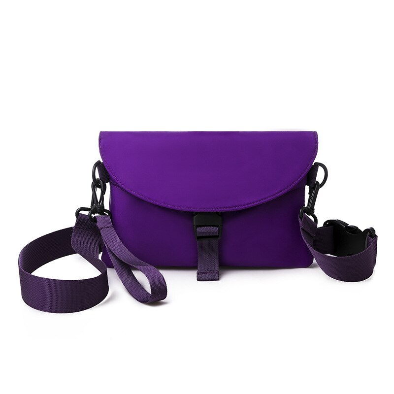 Persoonlijkheid straat hiphop schouder messenger tassen mobiele telefoon tas paars zwart canvas grote strandtassen bolsos: Paars