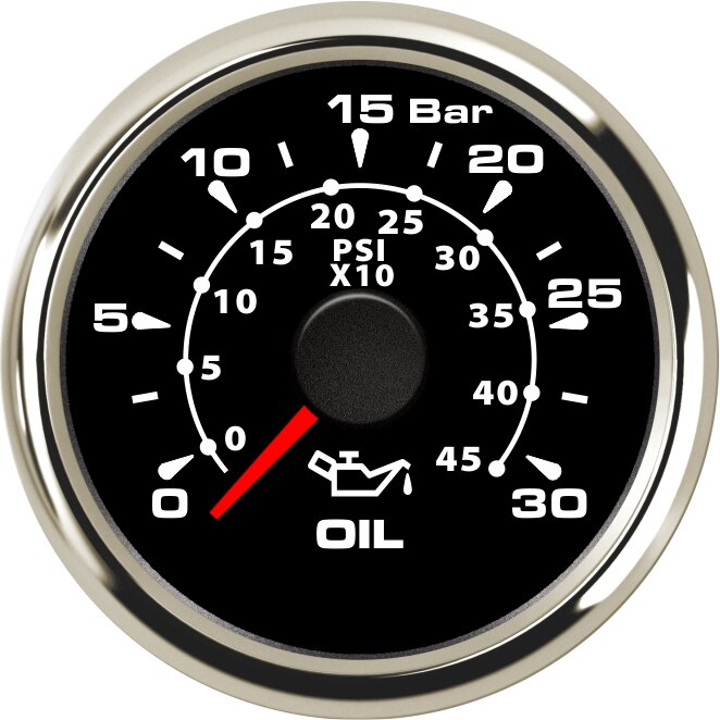 52mm 2&#39;&#39; Marine Boat Oil Pressure Gauge 0-5Bar 10Bar 30Bar Indicator Universal 12V/24V Car Pressure Meter with 7 Color Backlight: BS 0-30Bar