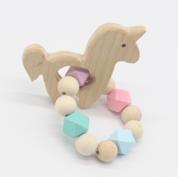 Wooden Baby Bracelet Animal Shaped Jewelry Teething For Baby Toy: Unicorn
