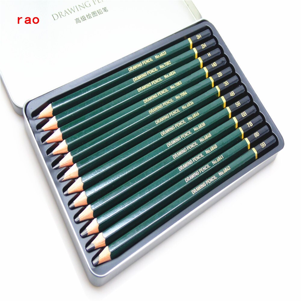 Advanced 12pcs Standard pencil 3H-9B stationey Sketch Drawing painting Pencil Non-toxic Pencils for Office Art supplies