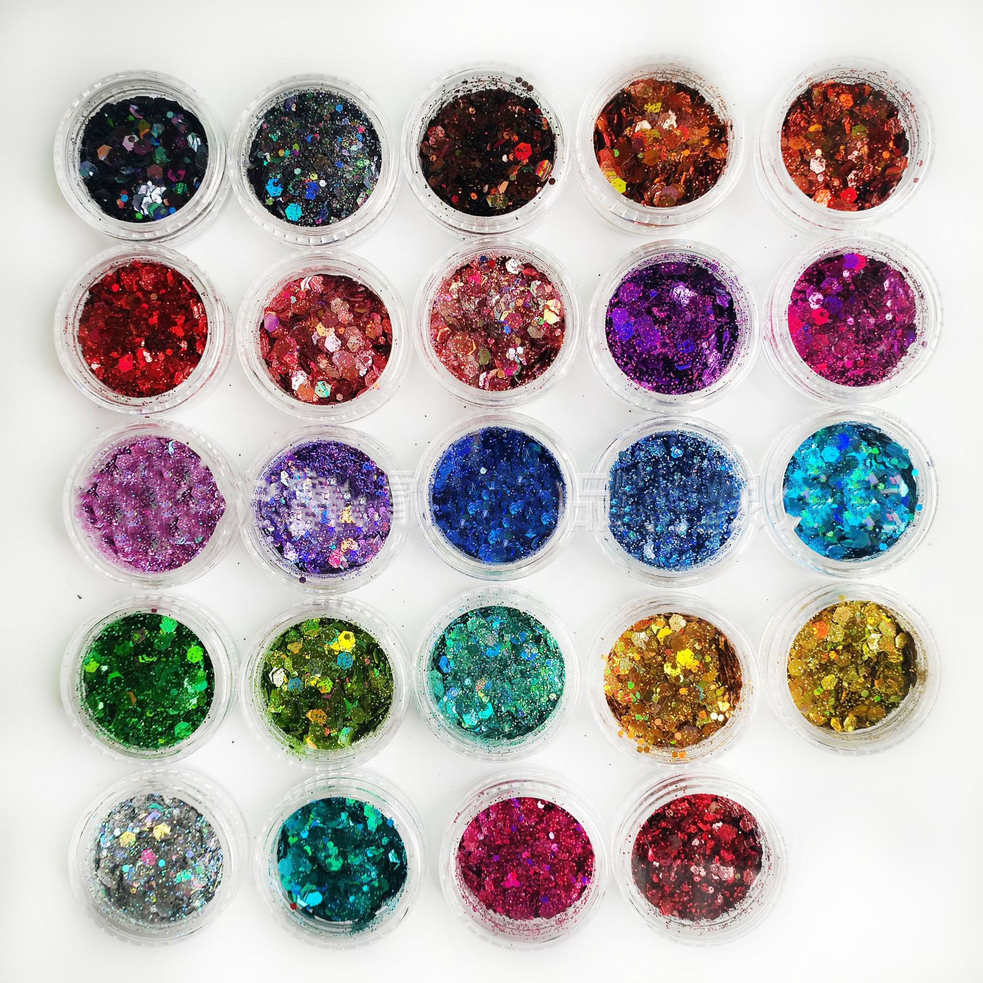 24 krukker/parti chunky glitter , 24 farver glitter, farveskift glitter, holografisk glitter, bland løs glitter chunky  ,jh54 kl 210