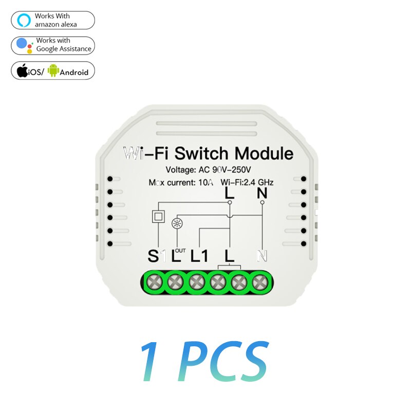 Tuya Smart Leven 1/2 Manier Wifi Smart Switch Module Afstandsbediening Voice Control Werkt Met Alexa Google Thuis smart Home: 1 PCS