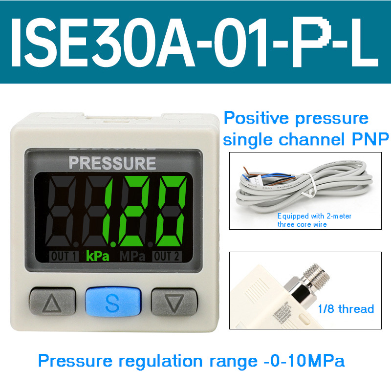 Digitaler Manometerschalter ZSE30AF Vakuum-Unterdruckmanometer ISE Positiver Druck DPSN1 Elektronisch Digital: Black