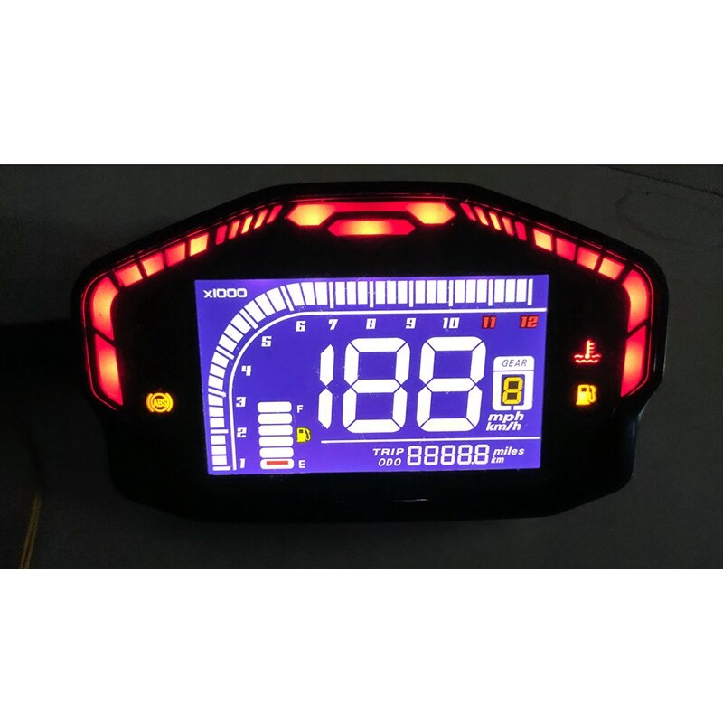 Universal- Motorrad LCD Digital Tacho 12000RPM 6 Getriebe Hintergrundbeleuchtung Motorrad Kilometerzähler für 1, 2,4 Zylinder Meter