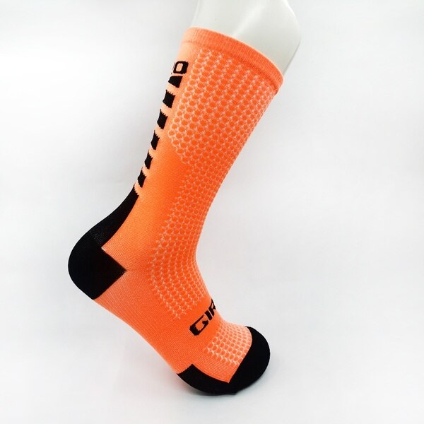 Cycling socks Men Women Coolmax Cycling Socks Breathable Basketball Running Football Socks: Orange