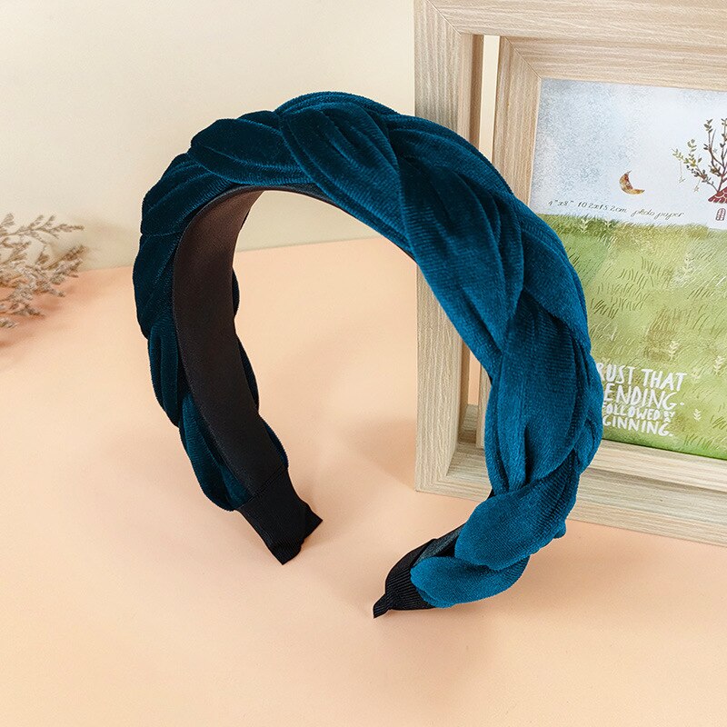 Nova moda feminina bandana larga lateral hairband cruz nó trança adulto turbante macio flanela acessórios de cabelo: as picture 14