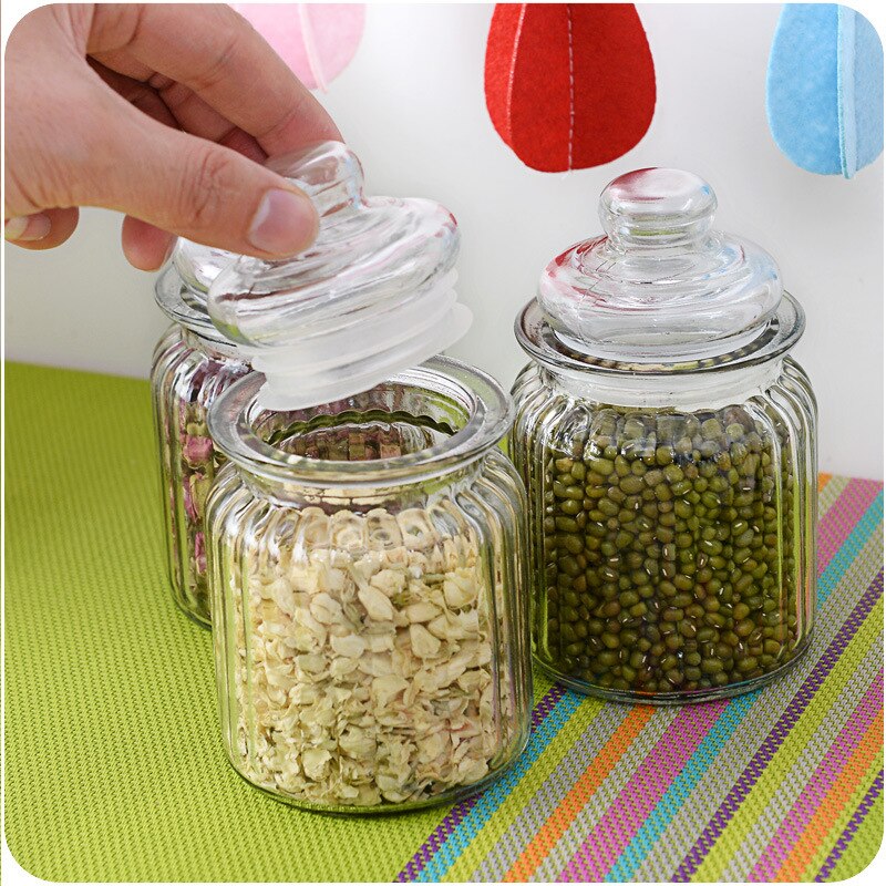 350ml doorzichtige glazen potten voor thee, koffie, suiker, thee, glazen flessen met deksel