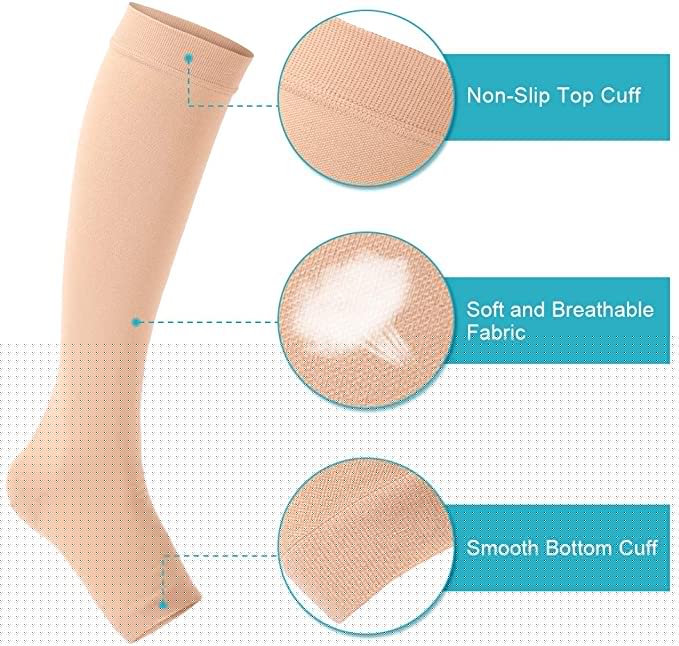 Compression Socks Calf Shaping Open Toe Knee High Stockings Compression Socks Fit For Varicose Veins Long Pressure Stockings