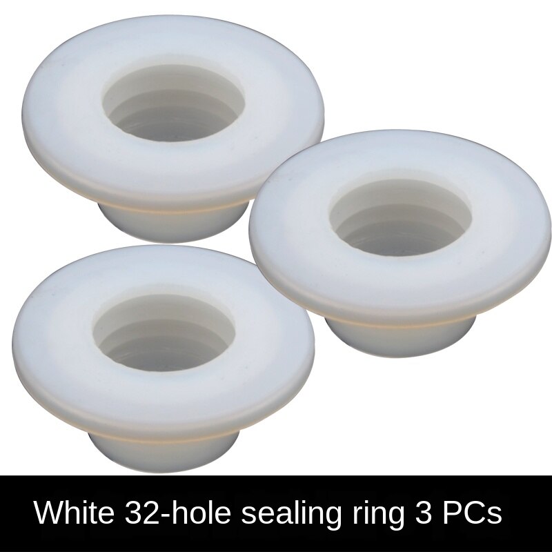 Toilet 40/50 drain pipe deodorant silicone seal washer drain pipe air conditioning pipe dual purpose anti-backwash: White 32holes (3Pcs)