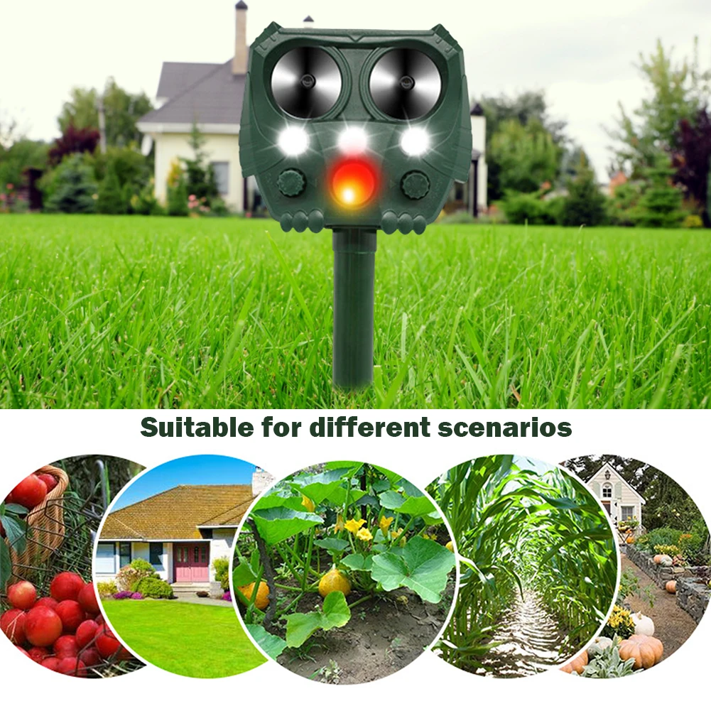 Répulsif Solaire Rechargeable à Massage Ultrasonique, Lumière LED, Alarme pour Verger, Serre, Jardin bobines al