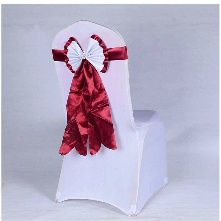 Satijn Stoel Sjerpen Stoel Sash Bow van Bruiloft Satijn Lint Doek stoel Sash Strik van Wedding Banquet Party Hotel Kerkbank Stoel Bogen