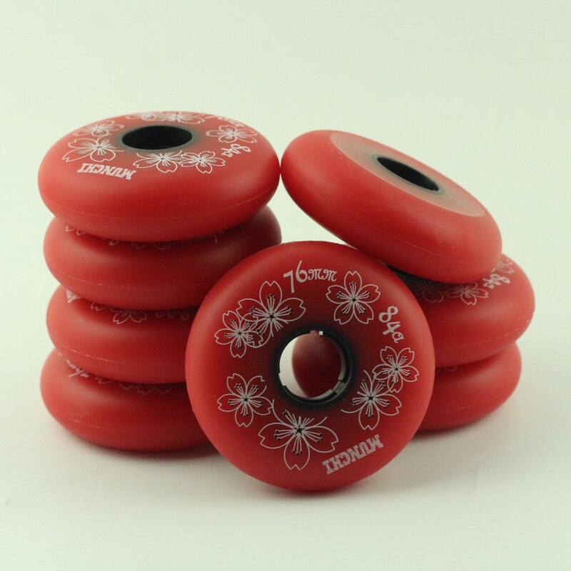 Rueda de repuesto para patines de Hockey sobre ruedas 84A de alta elasticidad con de flor de cerezo accesorios deportivos 72-76-80mm 4 unids/lote