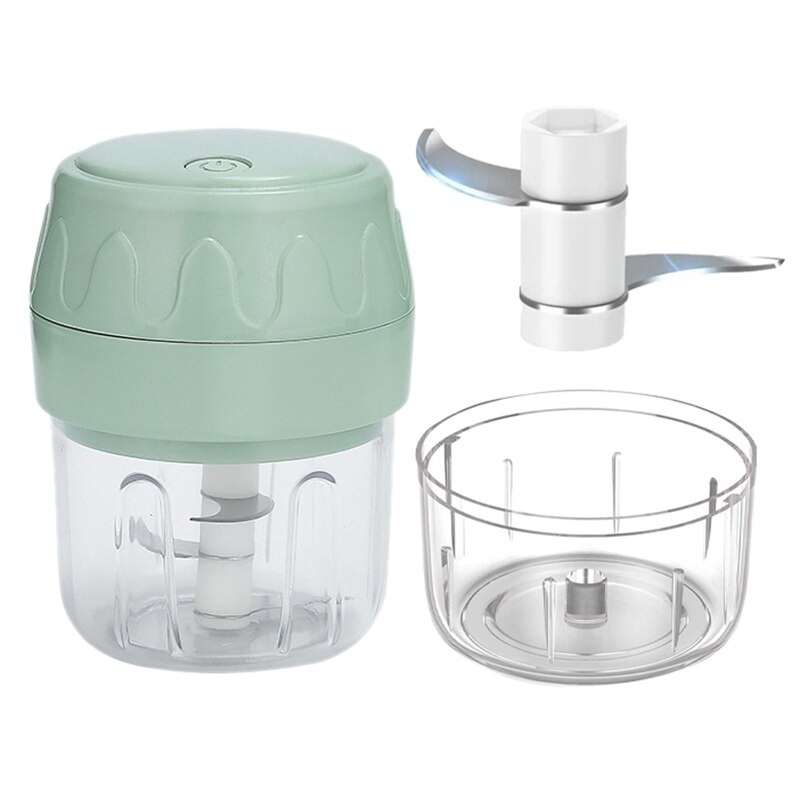 Electric Mini Garlic Chopper Masher Food Slicers , Portable Blender Processor for Pepper Chili Vegetable Nuts Meat: Green