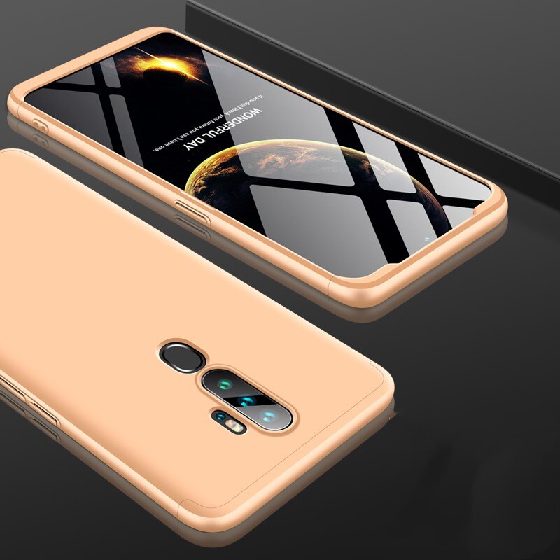 Voor Oppo A9 A5 Case Hard 3 in 1 Armor Matte Hybrid Beschermende Telefoon Cover Voor Oppo A11 a11X 360 Volledige Cover 6.5 inch: Oppo A11 / Goud