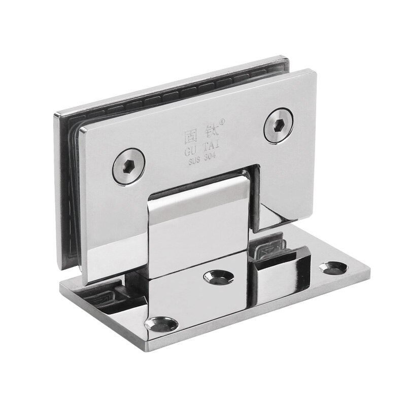 Glass Door Bathrooms Stainless Steel 304 Wall Mount Glass Shower Fixing Clip Chrome Door Hinge (90 Degrees is open)