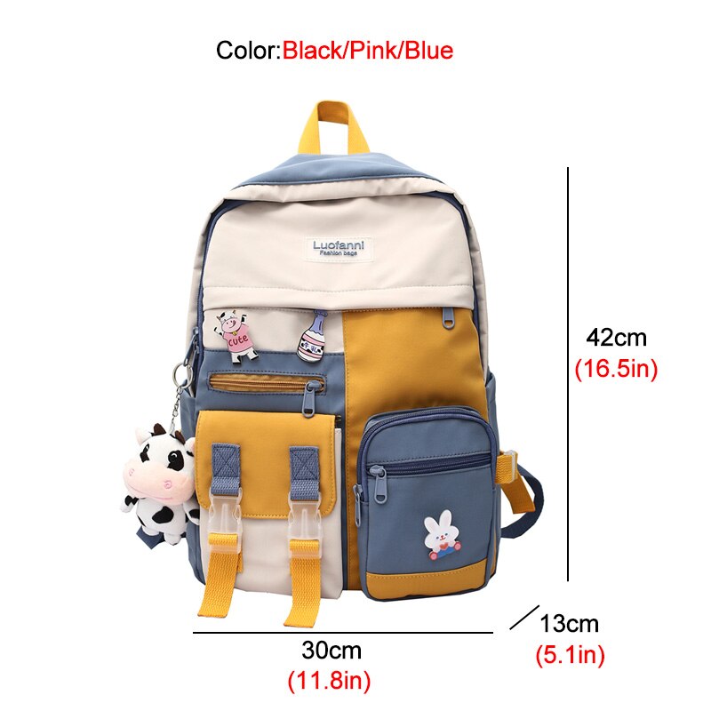 Mochila de Nylon impermeable de gran capacidad para mujer, bolso de viaje multibolsillo, escolar de gran capacidad,