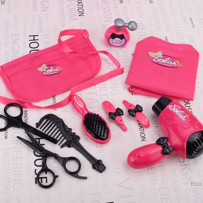 Kids Hair Salon Kit Girl Pretend Play Hairdressing Simulation Toy for Toddler