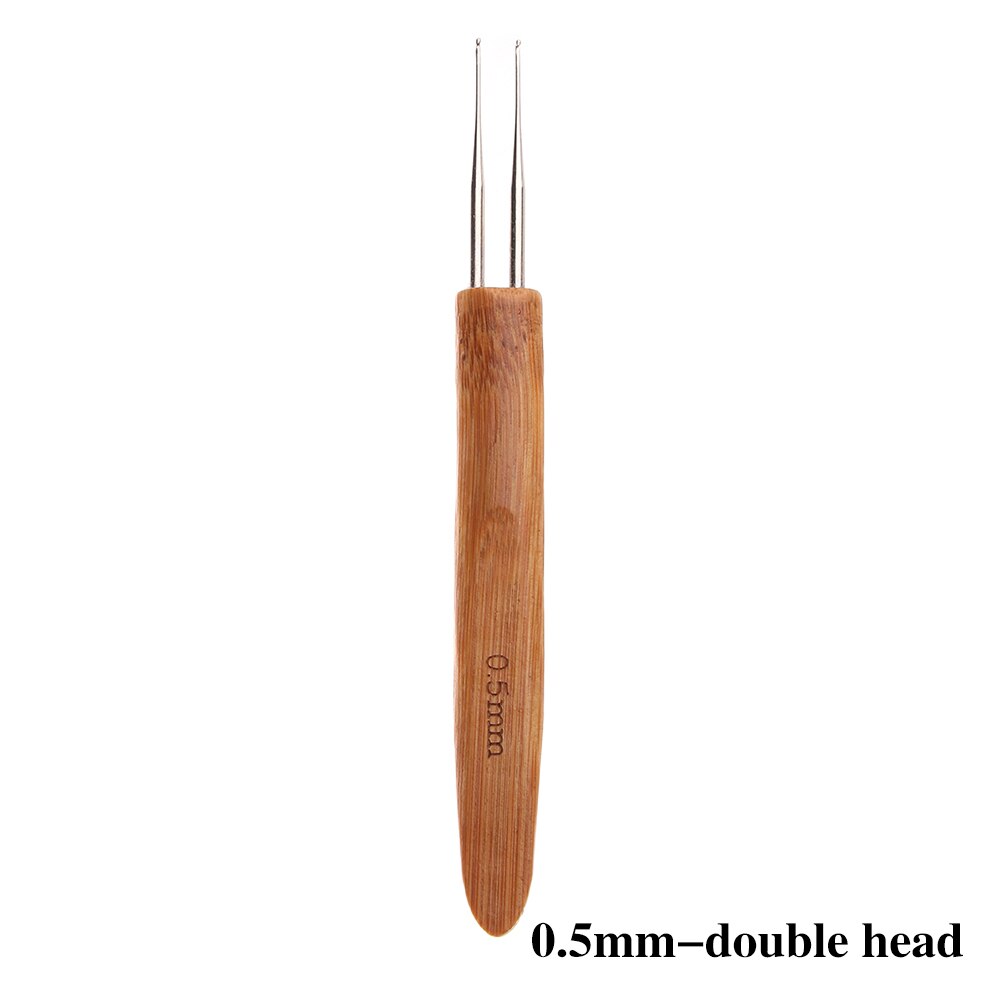 Agujas de ganchillo de Triple cabeza para rastas, 1 Uds., con mango de bambú, Micro gancho para rastas, herramientas para hacer Cabello, ganchos de tejido: 02