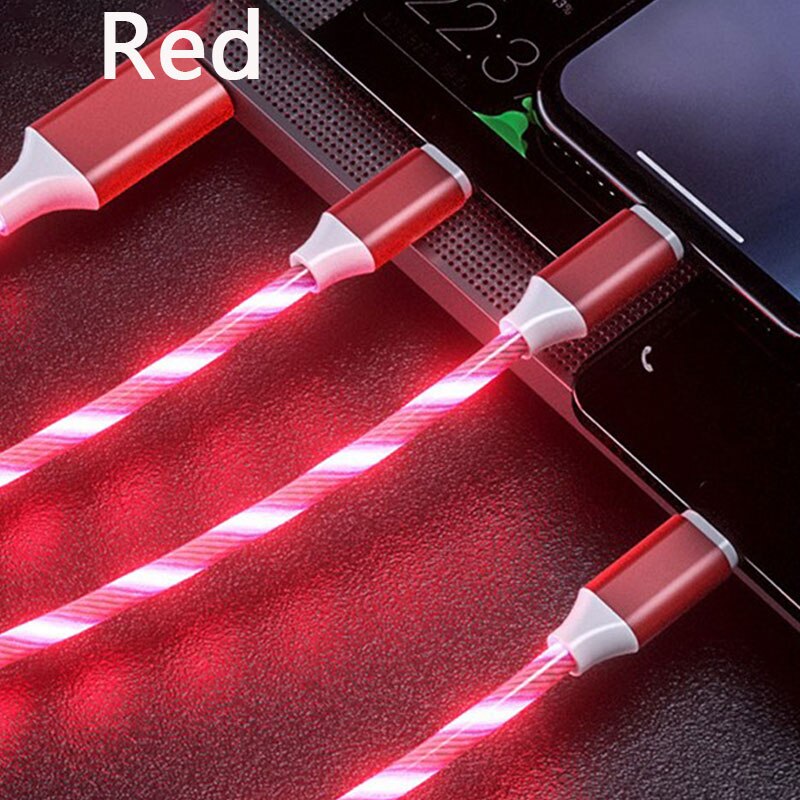 Cable USB tipo C para luz LED, Cable magnético de carga rápida, Cables universales: Rojo