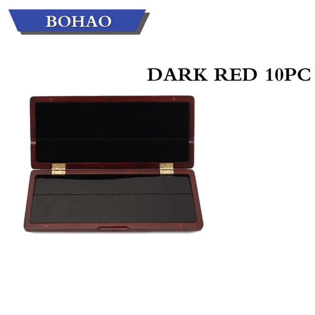 Bohao alt/teno/sopraan saxofoon rieten koffer klarinet rieten doos 2/4/6/10 stuks rieten koffer draag riet hout accessoire doos: Donkerrood 10pc