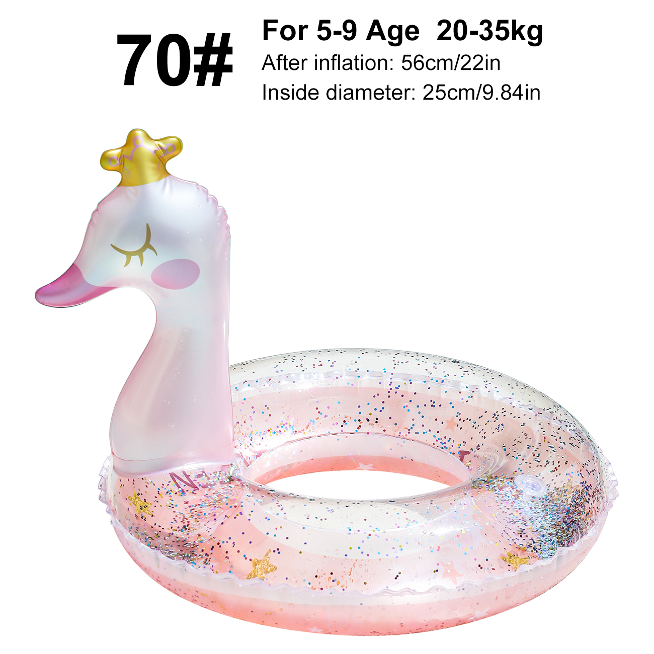 1pc kronede svaner svømmering sommerbassengflytere, strand- og bassengbadehjelpemiddel, strandleker til bassengfest: Lysegrønn