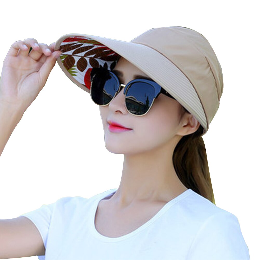 Sombrero plegable de verano para mujer, gorra con visera ancha, sombrero de protección solar UV para vacaciones de mujer, sombrero de visera para playa #05