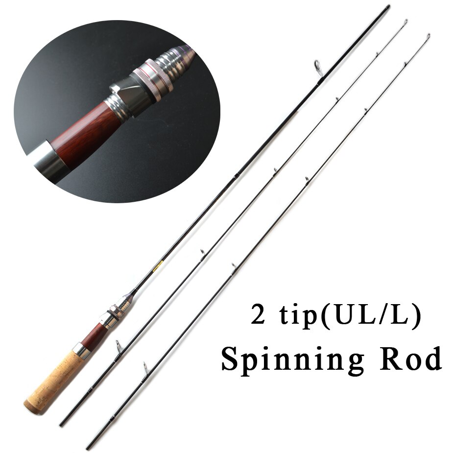 TOMA Fishing Rod Carbon Spinning Rod Casting Red wood 1.8m Power UL L 2 Sections Ultralight Lure Fishing Rod Tackle: Black