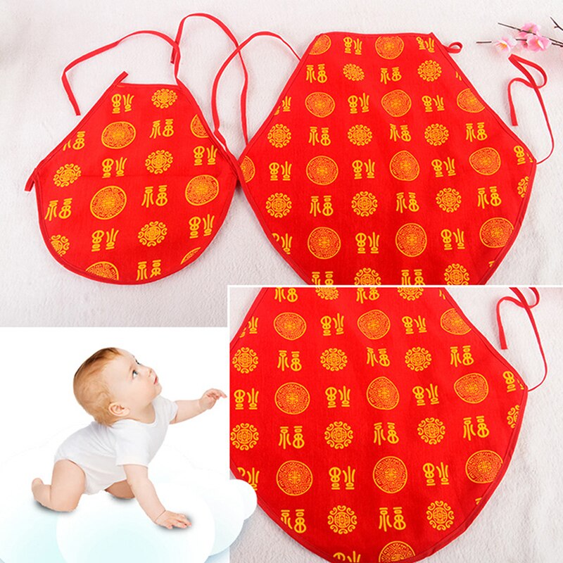 Kids Ondergoed Slabbetjes Chinese Stijl Rode Buik Zakken Schort Voor Pasgeboren Baby 'S Puur Katoen Festival Kleding Slabbetjes