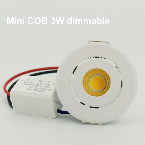 Mini led spot downlighters 1W COB 3W LED inbouwspot dimbare ronde led voor thuis kabinet showbox: 3W dimmable / Pure White 6000K