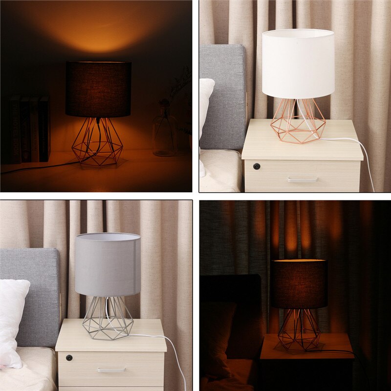 Geometrische Beugel Tafel Lampen E27 Lampvoet Decoratieve Retro Schaduw Tafel Lichten Nachtkastje Home Verlichting Voor Slaapkamer Woonkamer