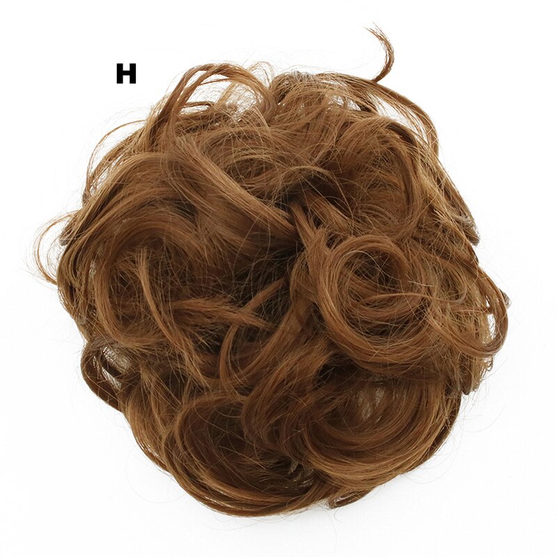 Similler syntetisk krøllet chignons gummibånd elastisk scrunchie hair extensions bånd hårspænde bundter hårstykker boller: H