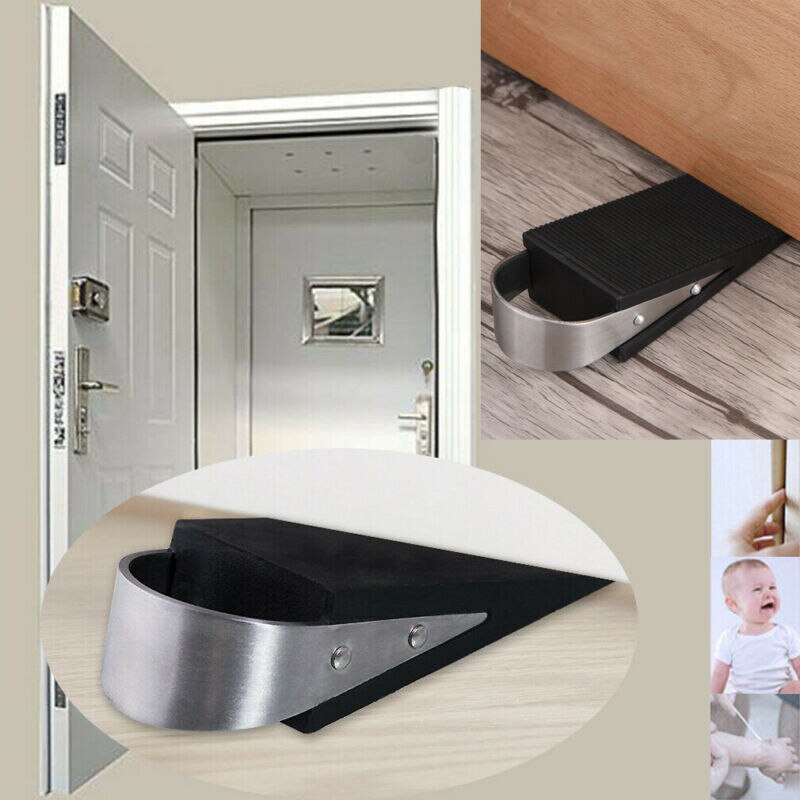 Large Stainless Steel Stoppy Rubber Door Stop Jam Door Wedge & Window Stopper Block Floor Carpet
