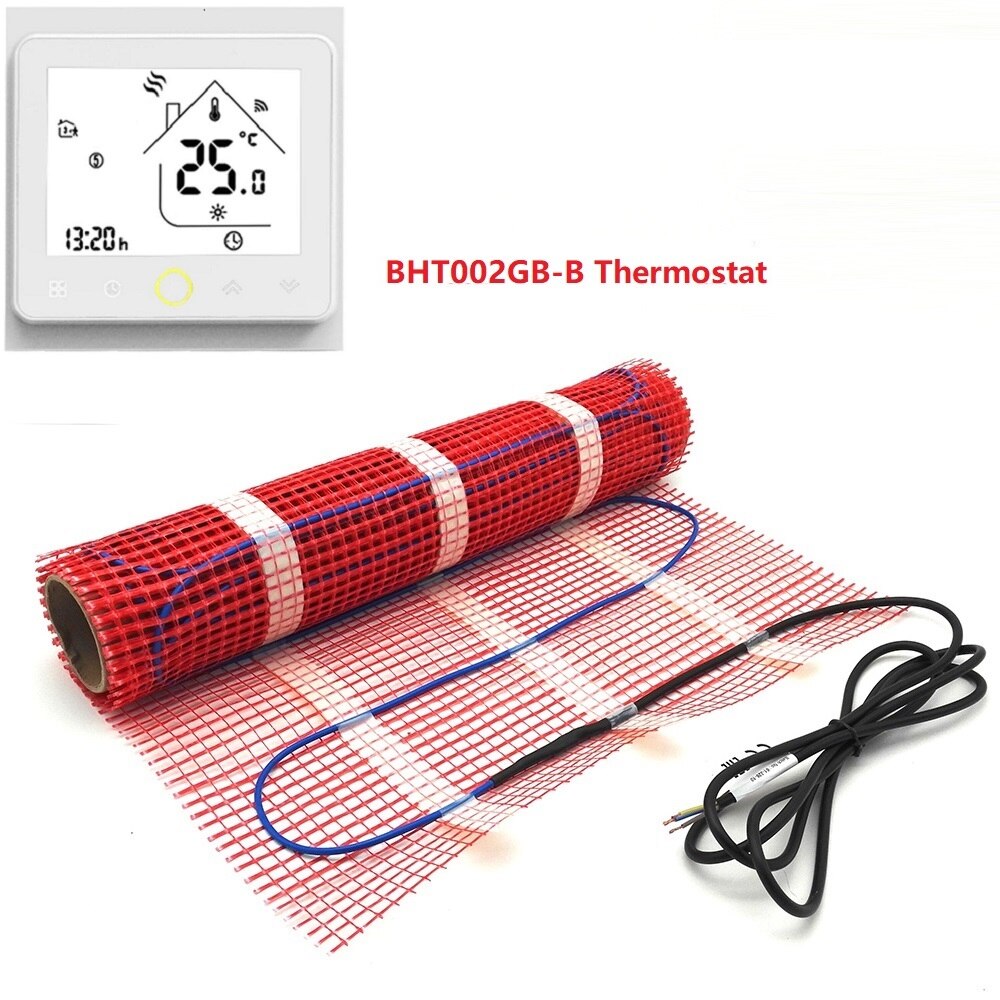 50cmX1m Warm Floor Heating Mat 220V 150w/m2 Room Heater with WiFi Thermostat: with BHT002GB-B
