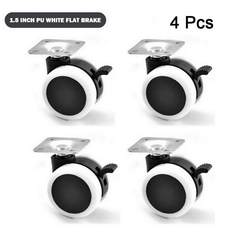4 stücke Universal- stumm schwenken Rollen Möbel Rad Rolle Weiß PP Nylon Dual 360 Grad Rolle Rad Für Plattform Wagen stuhl: 1.5in pu Weiß
